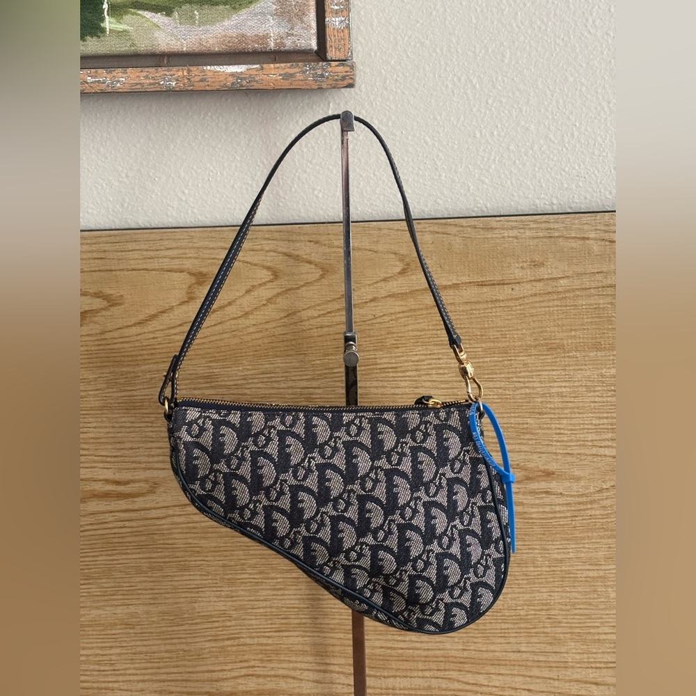 Authentic vintage Dior blue trotter mini saddle